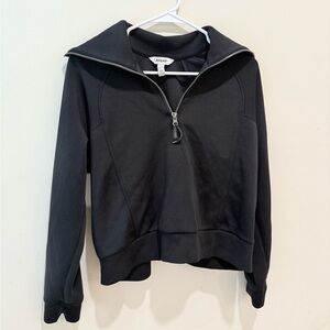 SPANX air essentials Black Half-Zip Funnel Neck Sweatshirt
